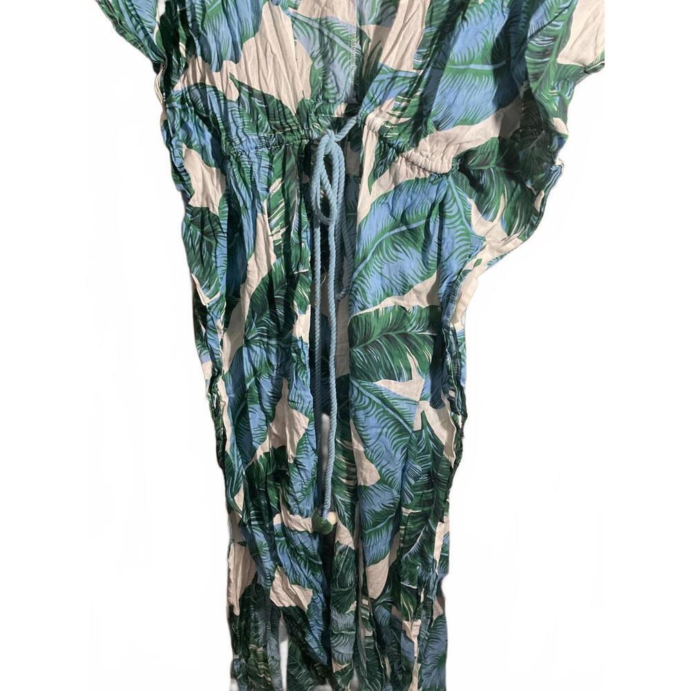 True Destinations Tropical Print Kaftan Dress with Tie Large - Picture 3 of 10